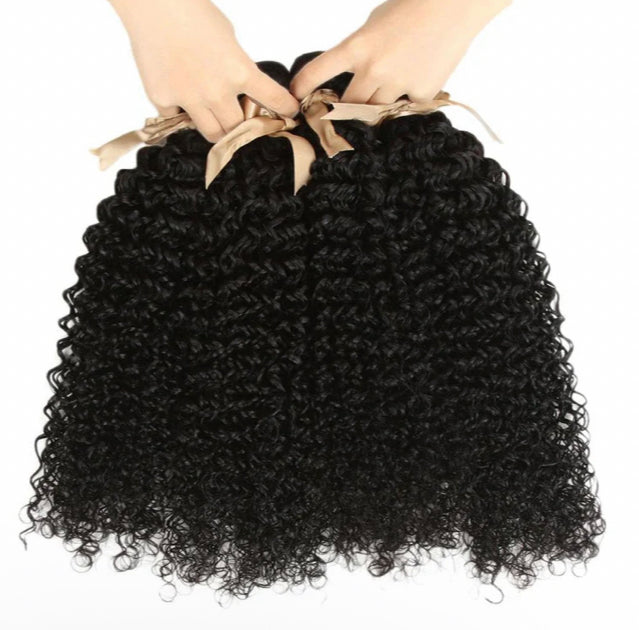 Lushlanes Peruvian Kinky Curly Hair 4 Bundles With 13x4 Frontal Curly Human Hair Transparent Lace closure