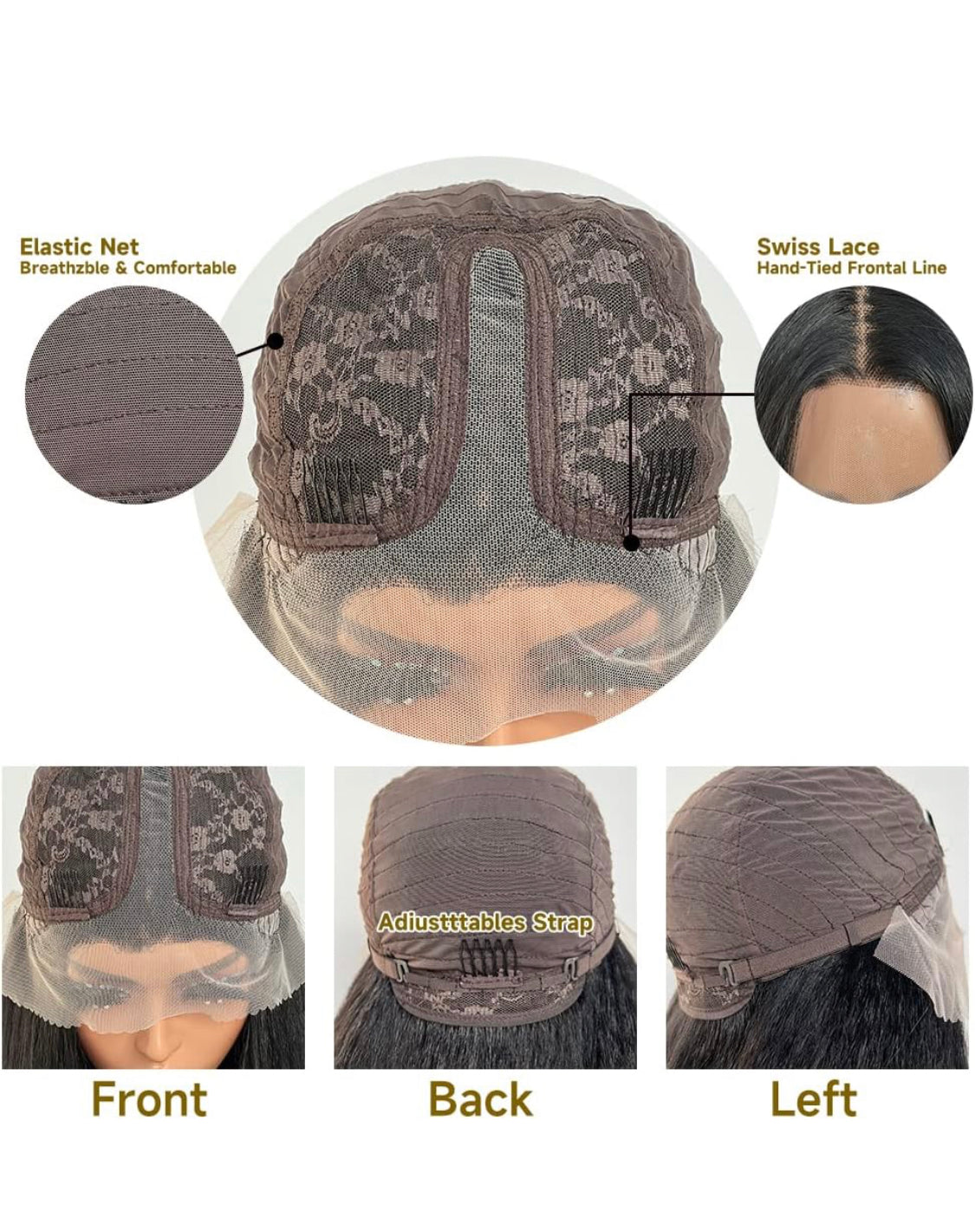 Lushlanes Straight Wigs for Black Women 13x4x1 T Part Wig Synthetic Glueless Lace Front Wigs Middle Part Kinky Afro Wigs Long Black Hair Transparent Lace Front Wig for Women Heat Resistant Fiber Natural Black Estilar Hair