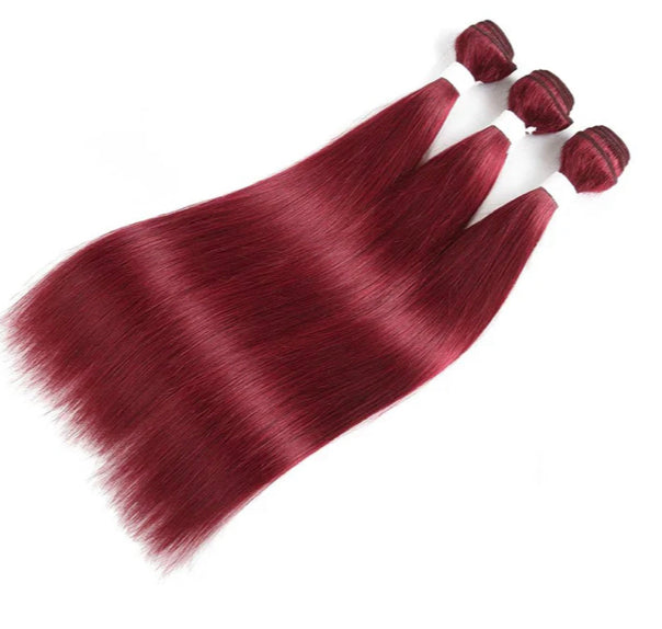 Lushlanes red bundles burg straight hair 3 Bundles With 13x4 Lace Frontal Pre Colored