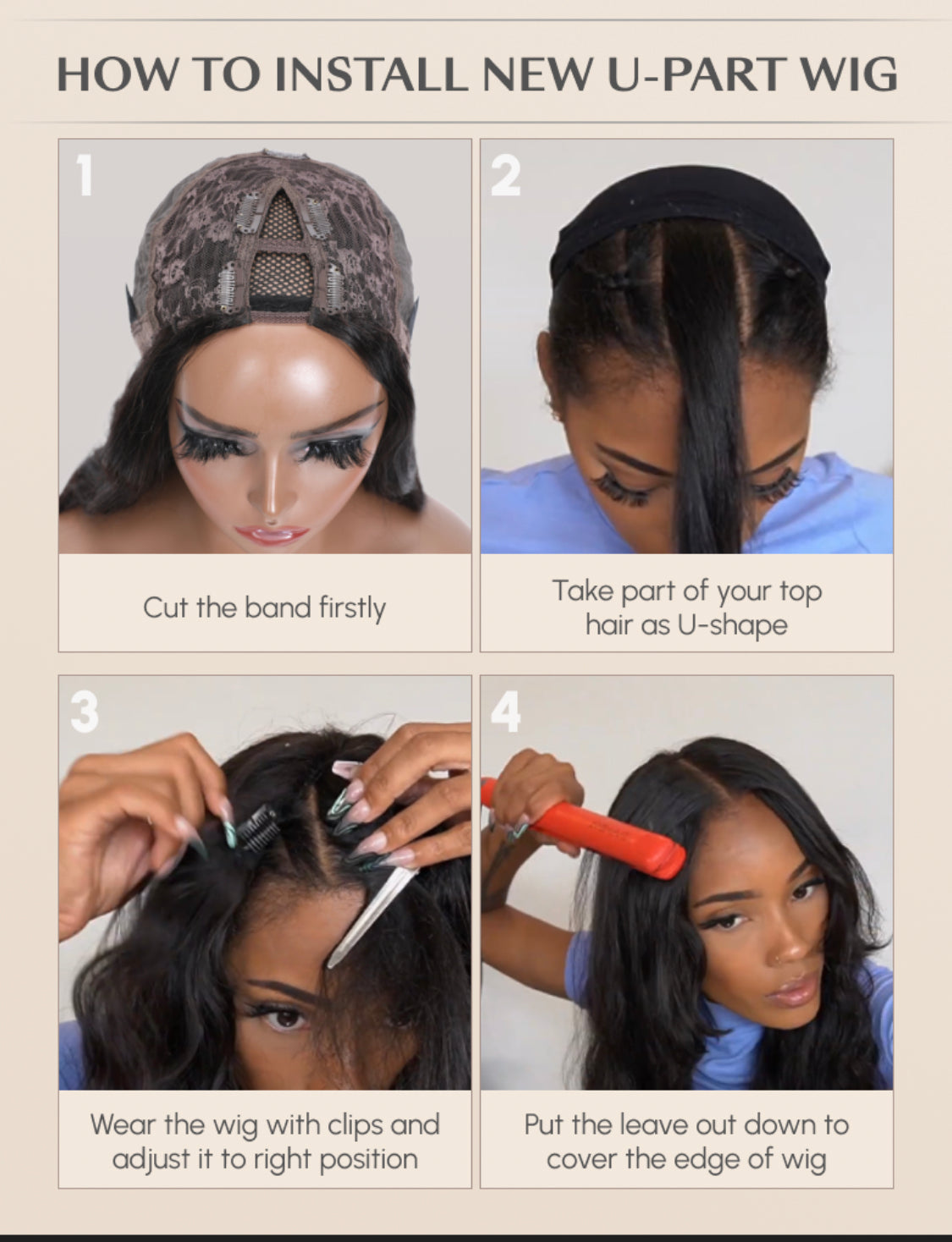 Lushlanes Glueless Natural Black Glueless Body Wave Non Lace New U Part Wig 150%