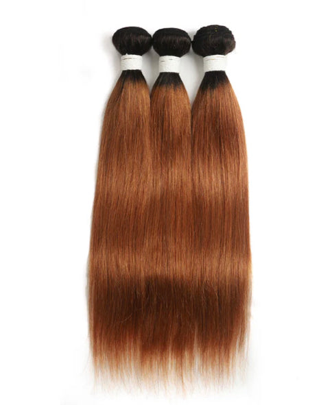 Lushlanes Ombre 1B/30 Straight Hair 3 Bundles With Closure 4×4 pre Colored 100% virgin human hair