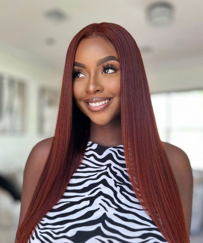 Lushlanes hair Glueless Lace Reddish Brown Body Wave 180% Density