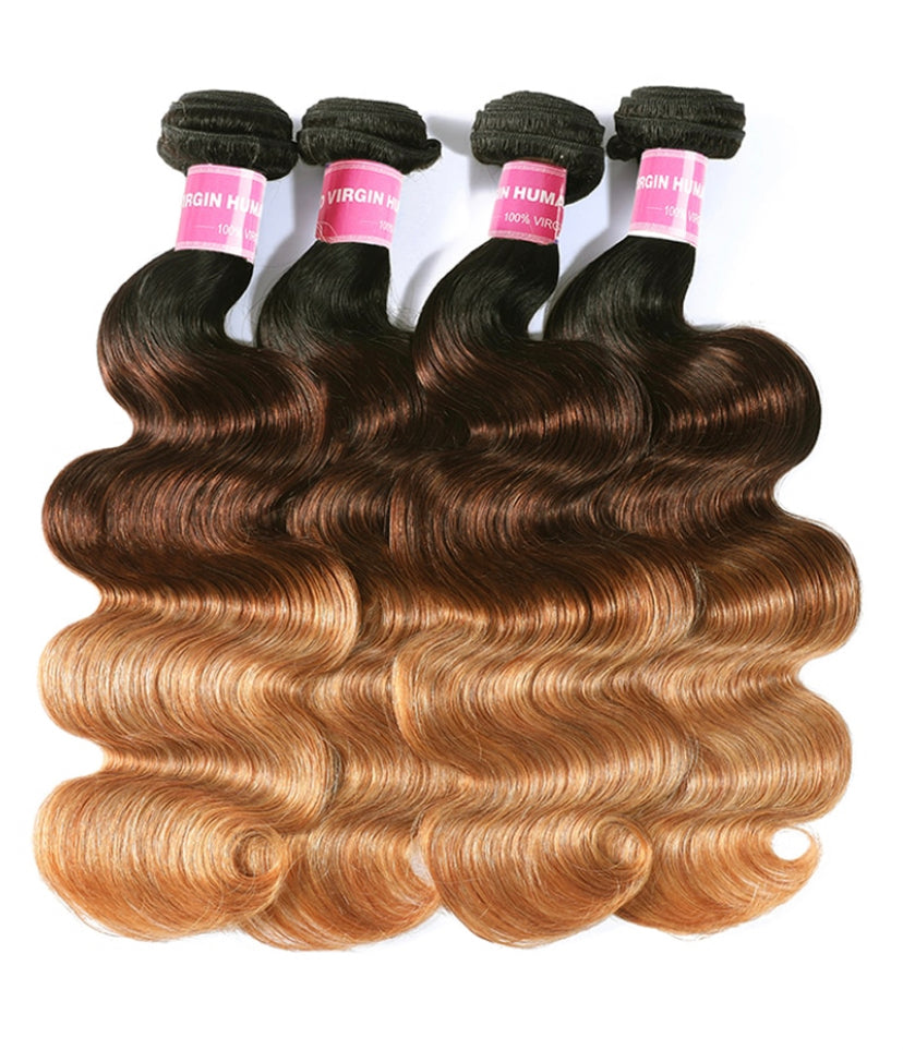 Lushlanes 4 Bundles Brazilian Ombre Body Wave Human Virgin Hair