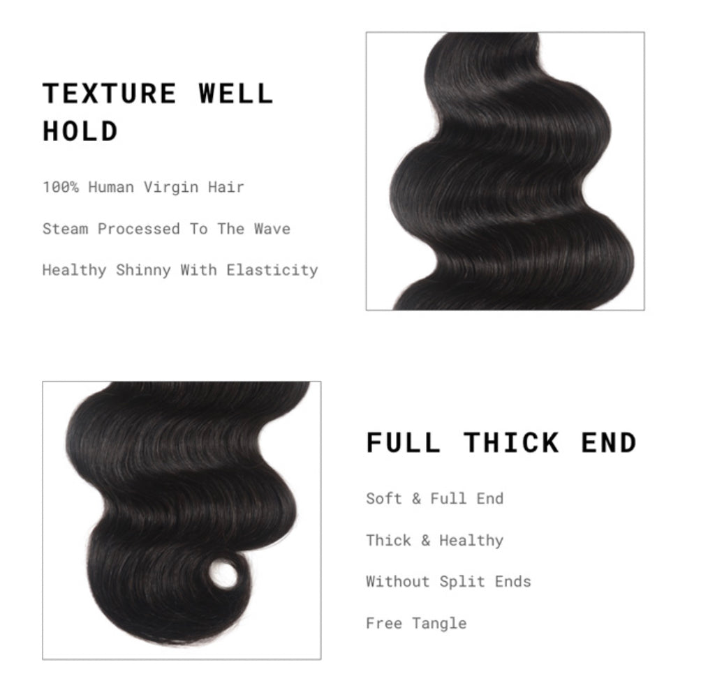 Lushlanes cheveux humains non transformés vague de corps cheveux vierges dentelle frontale 13x4