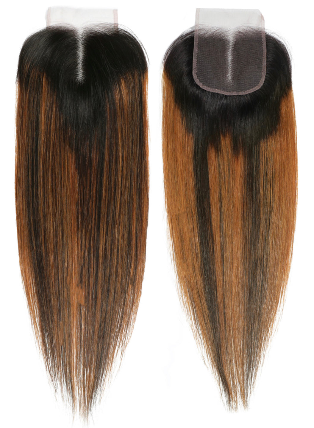 Lushlanes Brown highlights human hair 4x4 free part silky straight top lace closure piano color