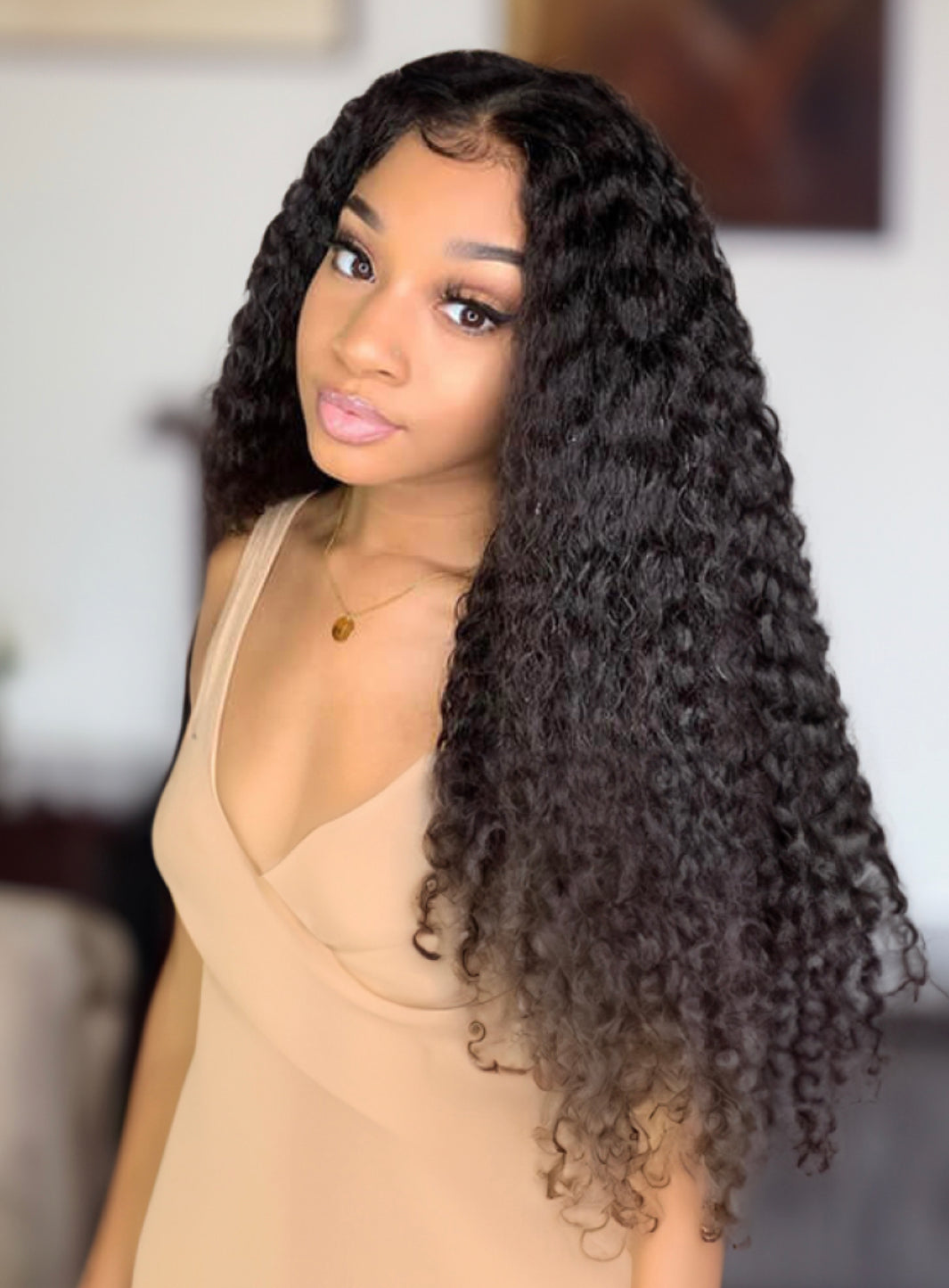 Lushlanes Hair Cheveux humains Jerry bouclés avec dentelle frontale