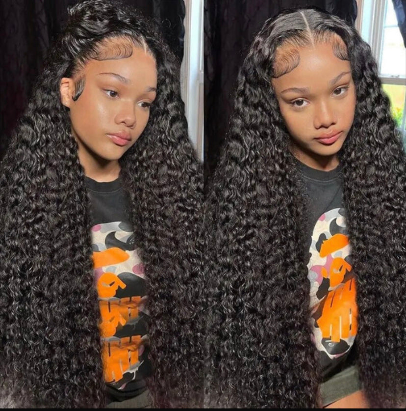 Lushlanes Deep Wave Glueless Human Hair Wigs 13x4 HD Lace Frontal Wig Pre Plucked 150% Density