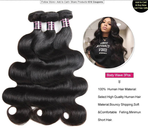 Lushlanes Brazilian Body Wave 3 Bundles With 13x4 Lace Frontal Human Hair