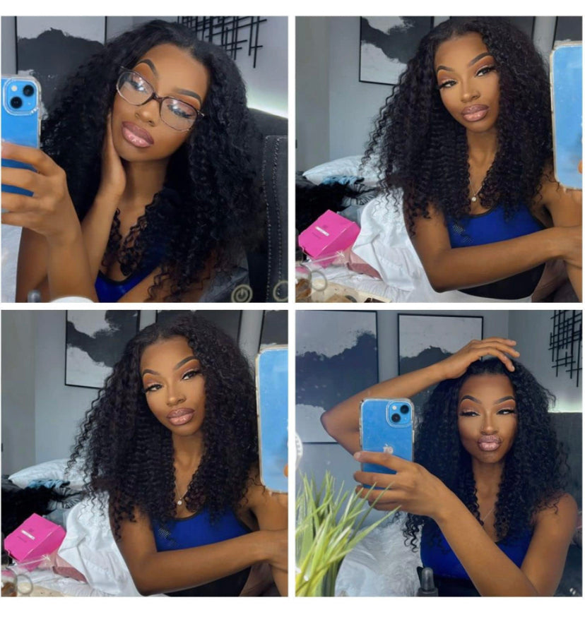 Lushlanes V Part Deep Wave Human Hair Wigs Glueless for Women Human Hair No Leave Out Curly Wave 150%