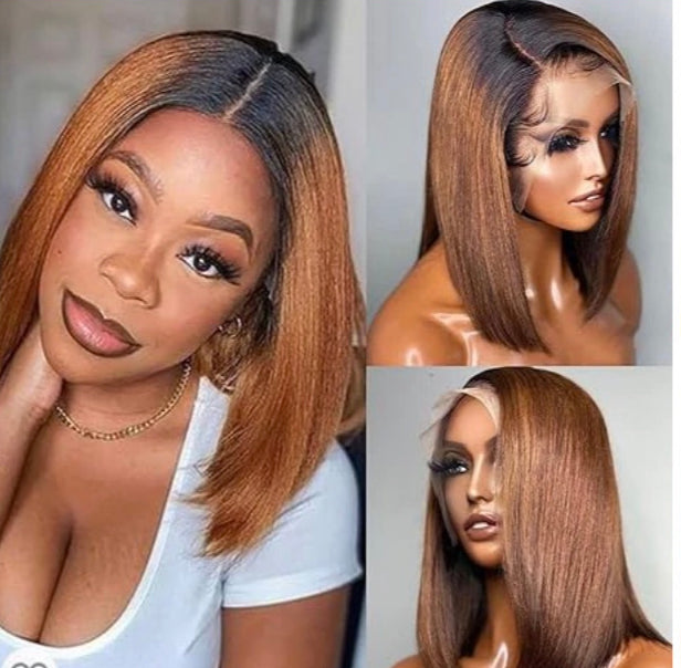 Lushlanes HAIR 12 Inch Glueless Bob Wigs, Pre Plucked Human Hair, with 5x5 HD Lace Closure, 180 Density, Ready Made with Bleached Knots and Pre Cut Lace