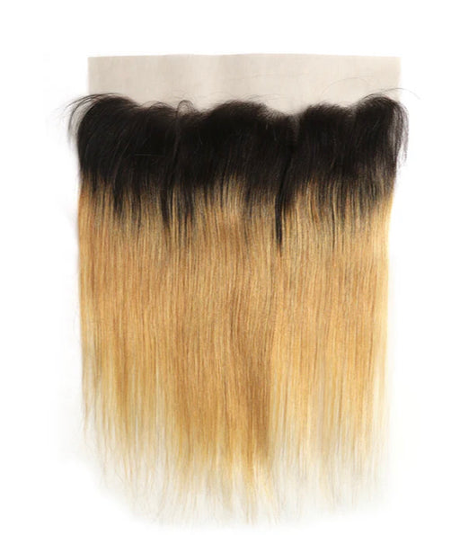Lushlanes 1B/27 Ombre Straight Hair 3 Bundles With 13x4 Lace Frontal Pre Colored
