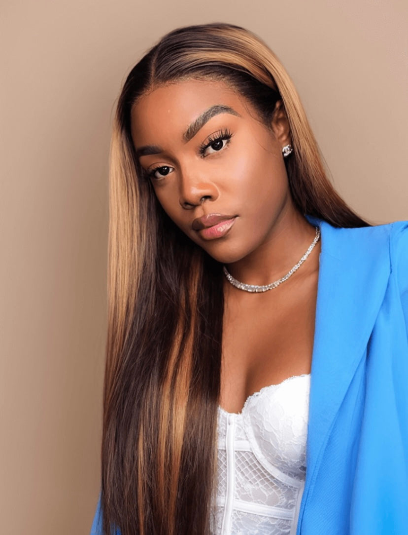 Lushlanes Honey Blonde Piano Highlighted Straight 4Pcs Bundles With Closure