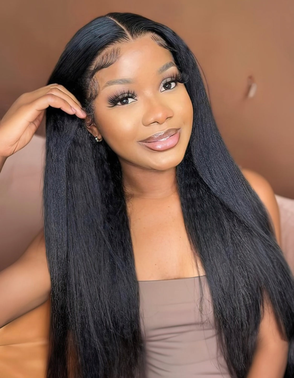 Lushlanes Brazilian Kinky Straight Wig with Glueless U Part, Natural Black, Suitable for Beginners 150%