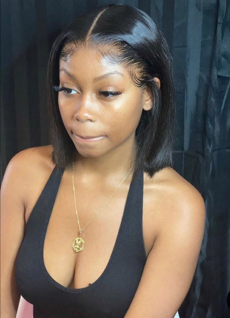 LUSHLANES HD Lace frontal wig 13x4 Bob Glueless Wig Pre-Plucked 150%