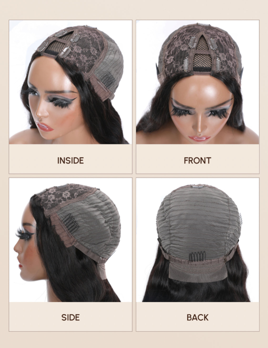Lushlanes Glueless Natural Black Glueless Body Wave Non Lace New U Part Wig 150%