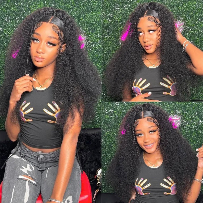 Lushlanes 13X4 Kinky Curly Lace Frontal Wig Human Hair Wig 180% Density