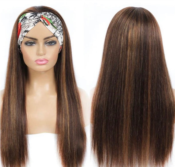 Lushlanes Ombre Highlight Straight Headband Wig Human Hair Wigs For Black Women