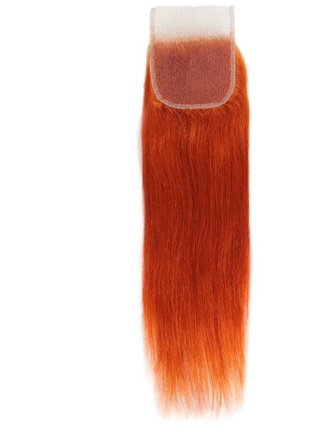 Lushlanes #350 Ginger Straight 3 Bundles With 4X4 Lace Closure Brazilian Human Hair