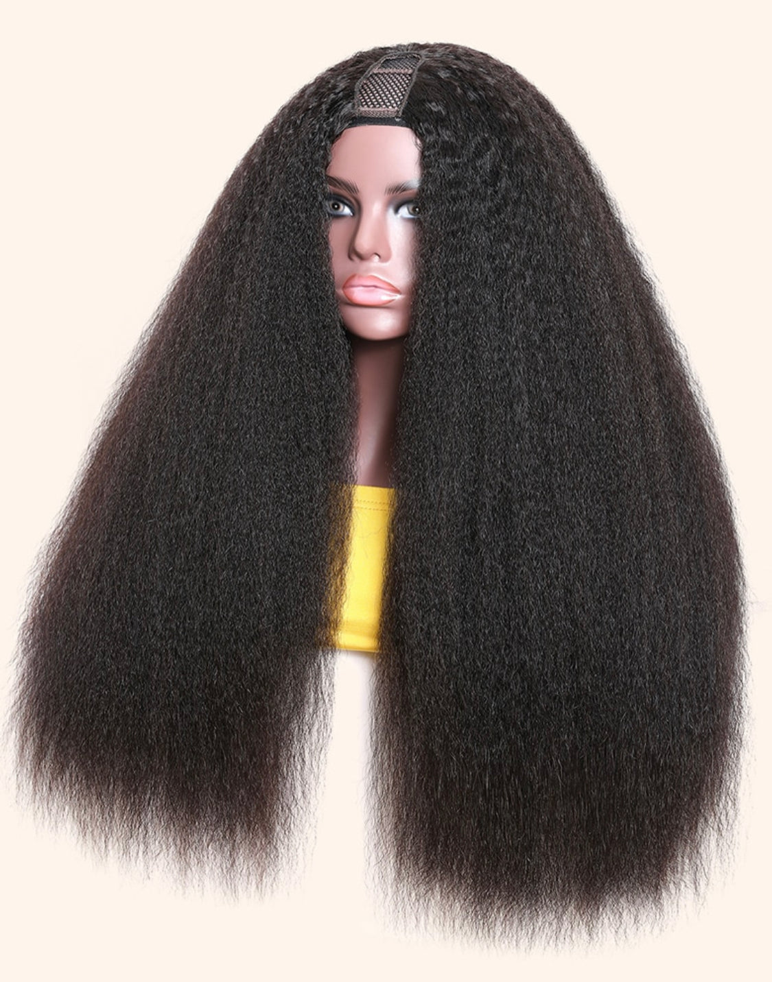 Lushlanes New U Part Kinky Straight Natural Black Glueless Wig 150%