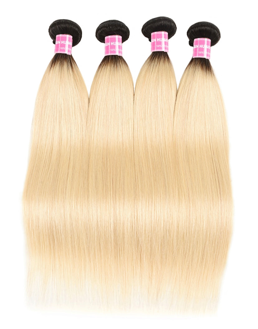 Lushlanes Hair 1B/613 Honey Blonde Straight Virgin Human Hair 4
Bundles Ombre