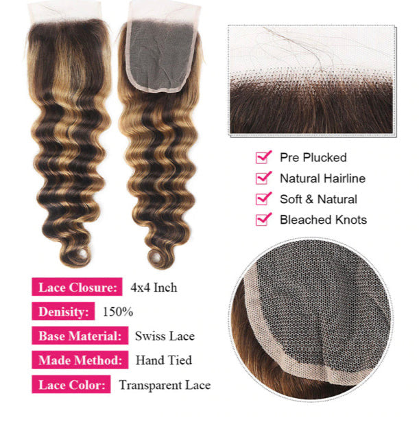 Lushlanes Highlight P4/27
Loose Deep Wave 3
Bundles With 4×4 Lace
Closure