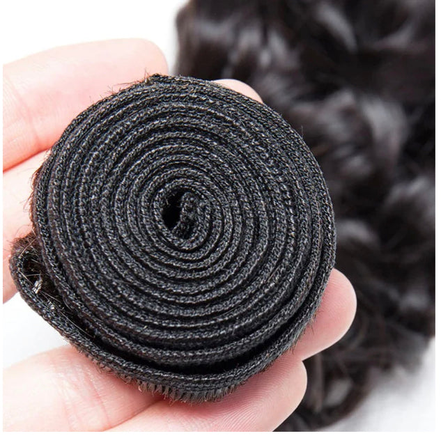 Lushlanes Peruvian Water Wave 3 Bundles With 13x4 Lace Frontal 100% Remy Human Hair