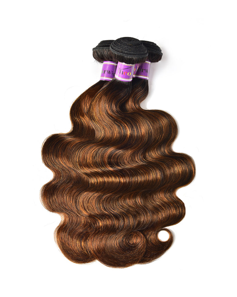 Lushlanes #FB30 Brown Balayage Highlight 3Pcs Body Wave Human
Hair Bundles