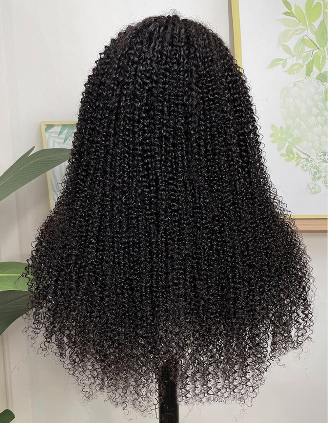 Lushlanes Afro Curly V Part Perruque de cheveux humains sans laisser de côté 150%