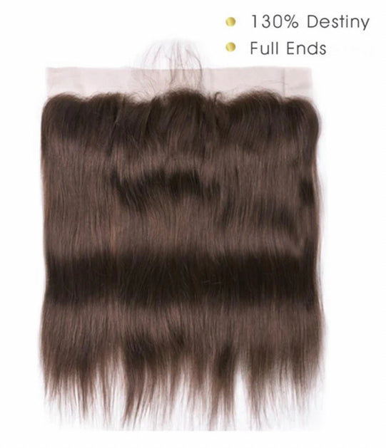 Lushlanes #4 Brown Straight Hair 3 Bundles With 13×4 Lace Frontal Pre Colored