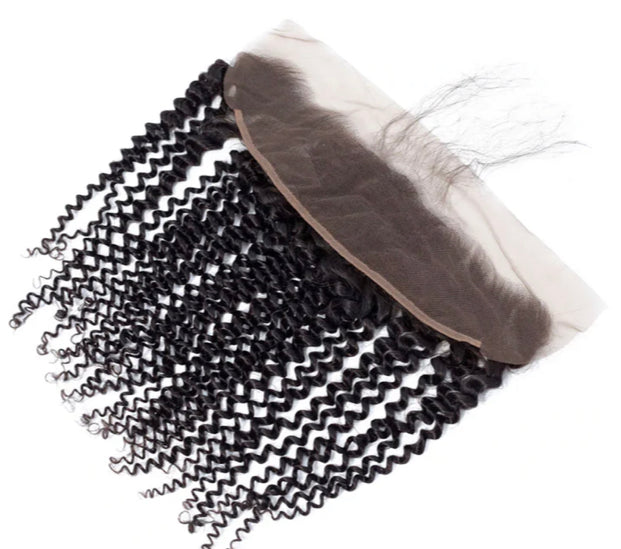 Lushlanes Malaysian Kinky Curly 3 Bundles with 13*4 Lace Frontal Virgin human Hair
