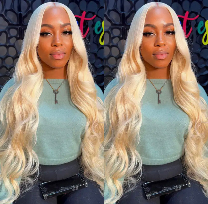Lushlanes #613 Blonde 13×4 HD Lace Frontal PrePlucked Hairline Human HairGlueless Wig Body wave 180%