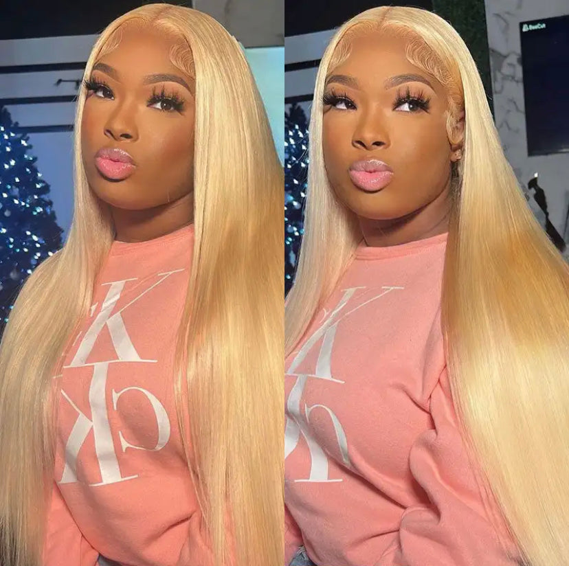 Lushlanes #613 Blonde 13×4 HD Lace Frontal PrePlucked Hairline Human HairGlueless Wig Body wave 180%