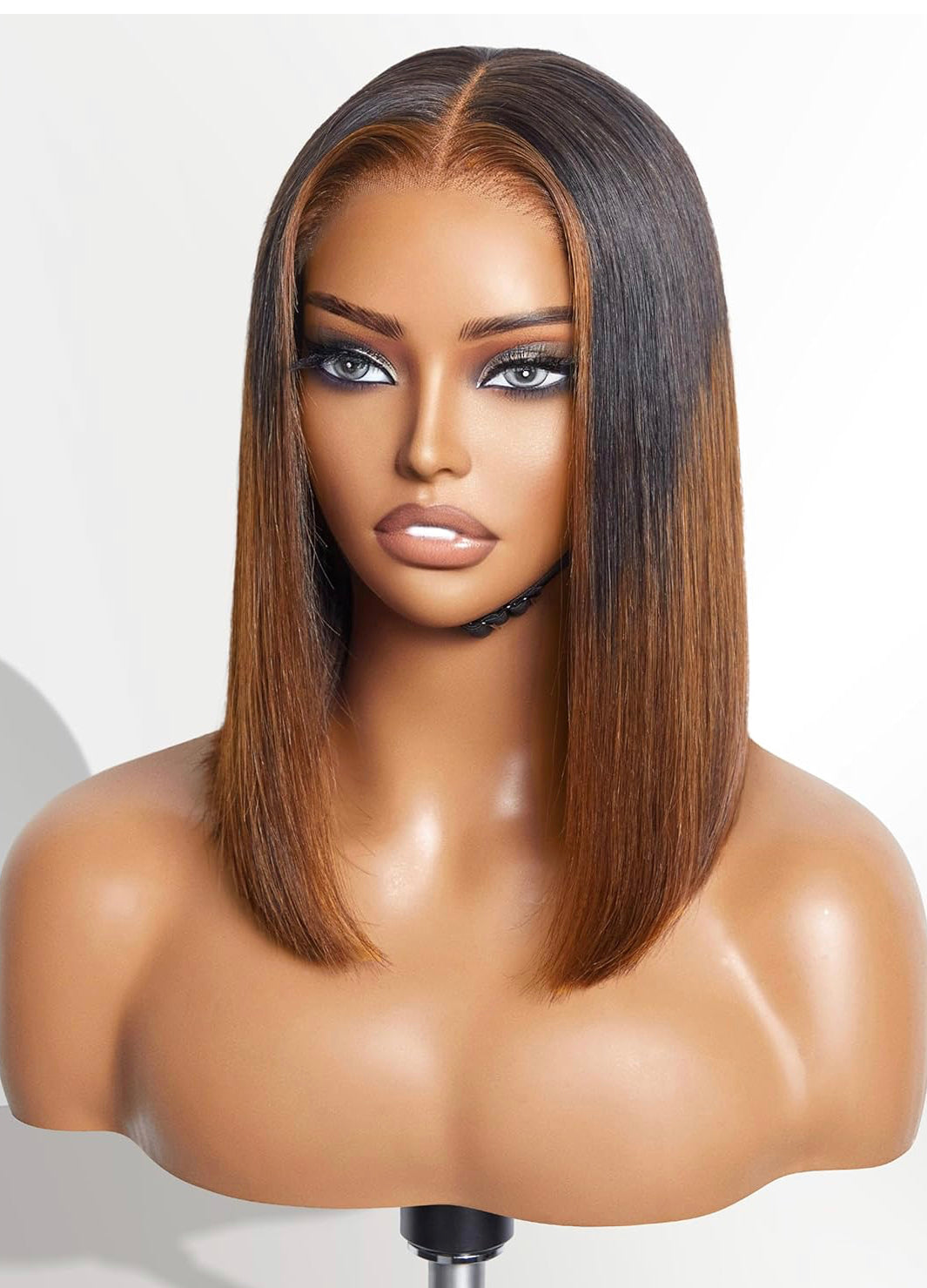 Lushlanes HAIR 12 Inch Glueless Bob Wigs, Pre Plucked Human Hair, with 5x5 HD Lace Closure, 180 Density, Ready Made with Bleached Knots and Pre Cut Lace