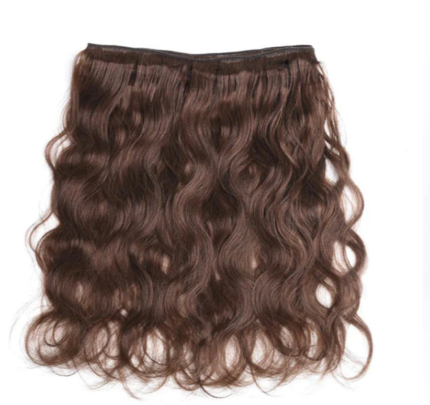Lushlanes #4 Brown Bod Wave 4 Bundles With 4×4 Lace Closure Pre Colored human hair