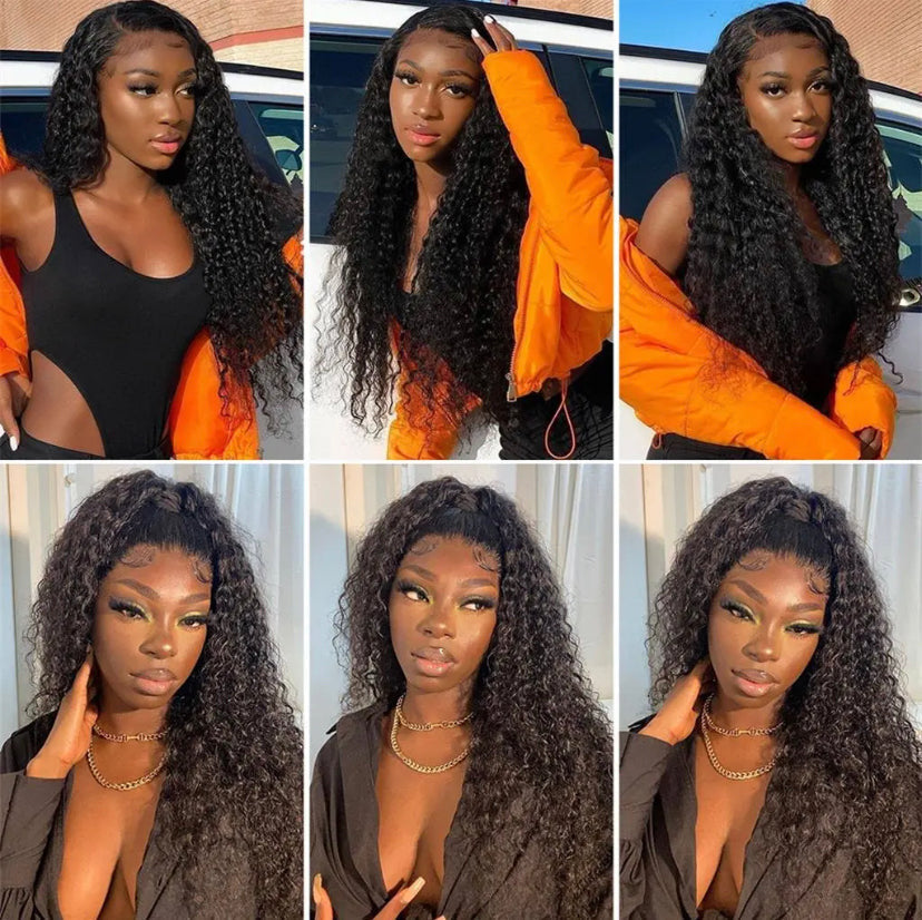 Lushlanes 13X4 Kinky Curly Lace Frontal Wig Human Hair Wig 180% Density