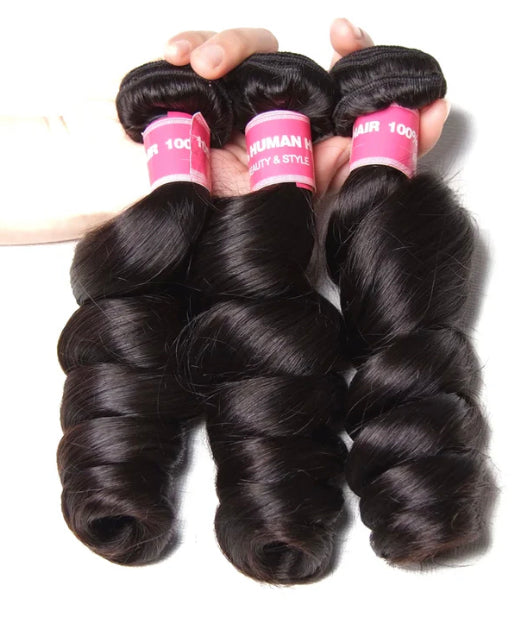 Lushlanes Loose Wave 3 Bundles With 13x4 Lace Frontal Brazilian Hair