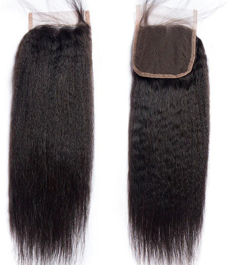 Lushlanes Kinky Straight
Hair 4 Bundles with 4×4
Lace Closure Human Hair
Extensions