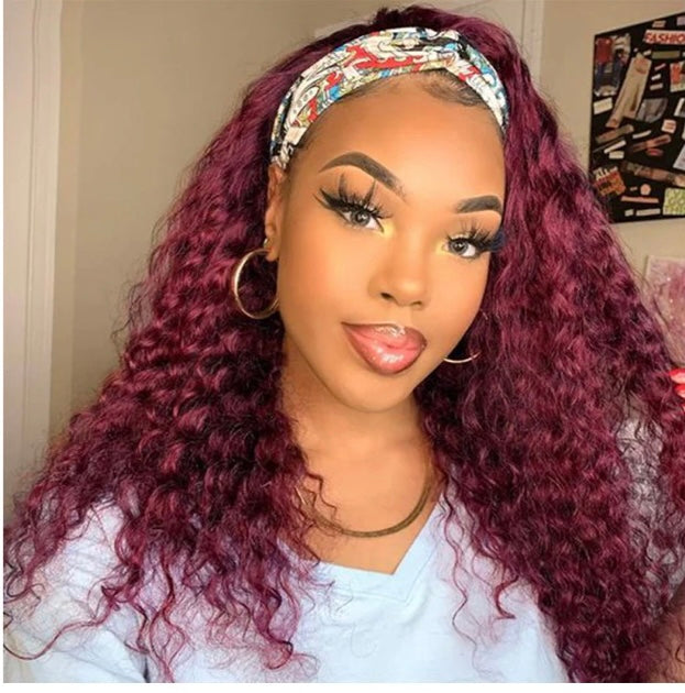 Lushlanes 991 Colored Water Wave Human Hair Wigs Indian Headband Wig For Black Women Long Hair