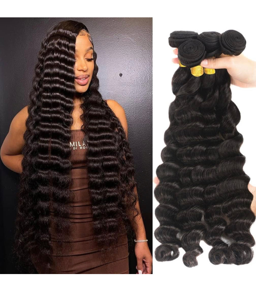 Lushlanes Virgin Hair Loose Wave 3 Bundles Brazilian Remy Loose Deep Wave Human Weave Bundles Real Unprocessed Virgin Human Hair Natural Color