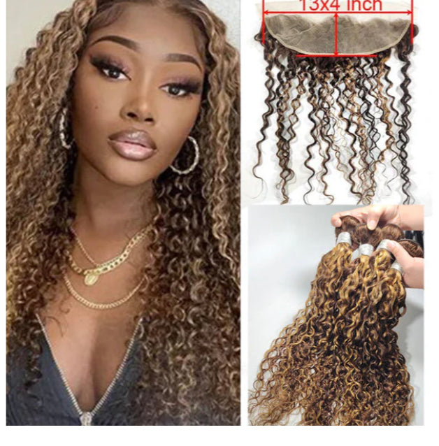 Lushlanes Highlight P4/27 Water Wave 3 Bundles With 13×4 Transparent Lace Frontal