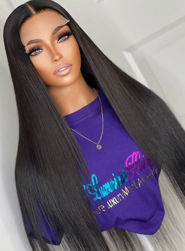 Lushlanes Glueless 4×4 Lace Closure WigStraight Human Hair Wigs LongStraight Hair Wigs 180%