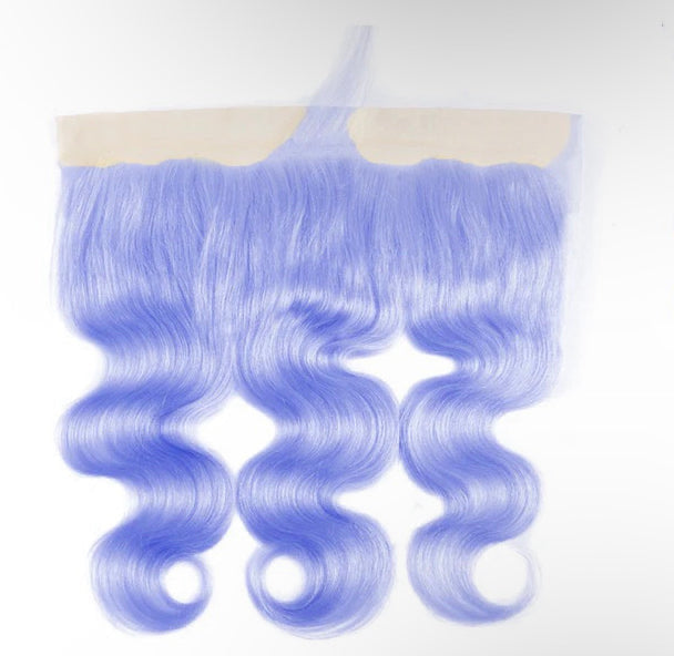 Lushlanes Light Violet Blue Body Wave 4 Bundles with 13*4 Frontal Human Virgin Hair