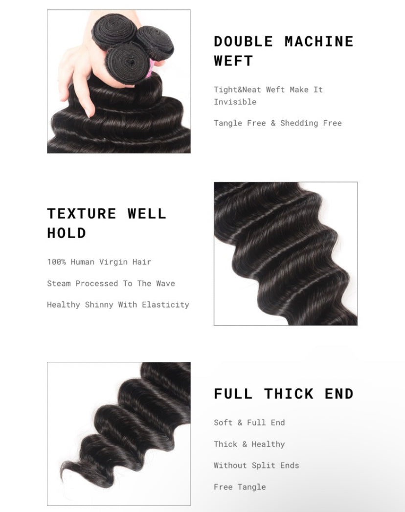 Lushlanes Hair 4pcs Loose Deep Wave Virgin Human Hair