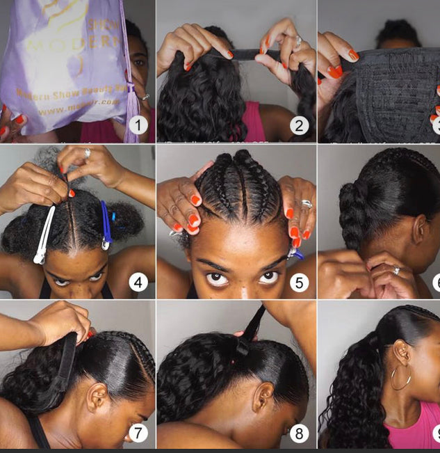 Lushlanes Ponytail Extensions Human Hair Ponytail Natural Black Water Wave