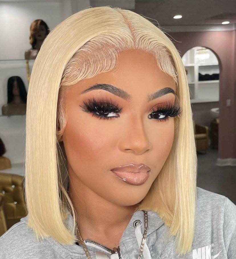Lushlanes 613 Blonde Bob Wigs ShortStraight Bob Wigs 5x5 HD LaceClosure Wig 150%