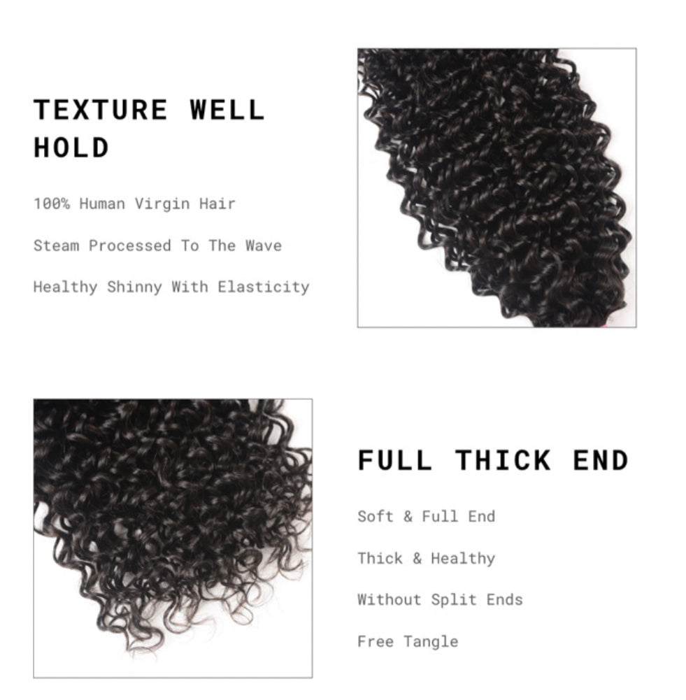Lushlanes Hair Cheveux humains Jerry bouclés avec dentelle frontale