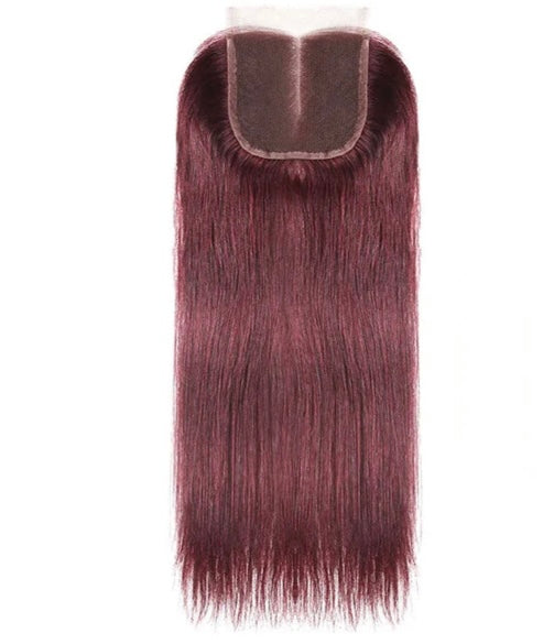 Lushlanes Red Bundles color 99j Straight Hair 4 Bundles With 4×4 Lace Closure Pre Colored human hair