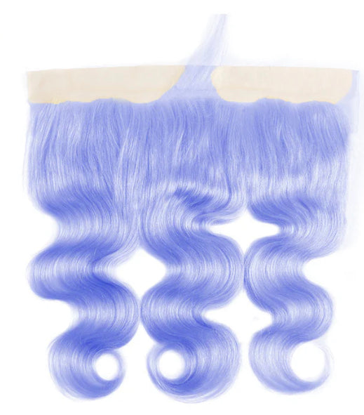 Lushlanes Light Violet Blue Color Body 3 Bundles With 13X4 Lace Frontal Human Hair