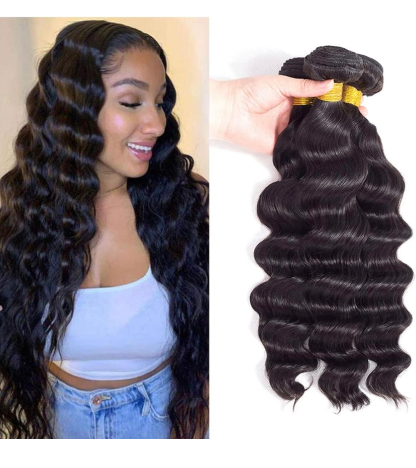 Lushlanes Virgin Hair Loose Wave 3 Bundles Brazilian Remy Loose Deep Wave Human Weave Bundles Real Unprocessed Virgin Human Hair Natural Color