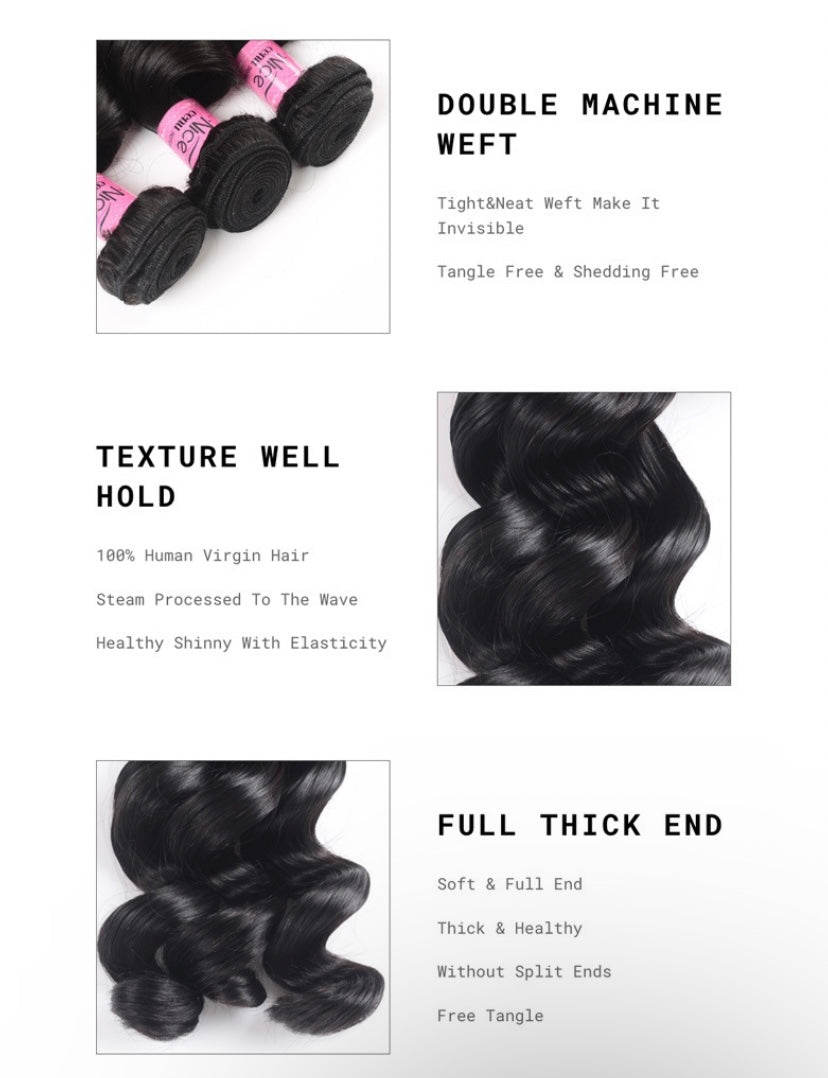 Lushlanes Hair 3pcs/pack Peruvian Virgin Hair Loose Wave